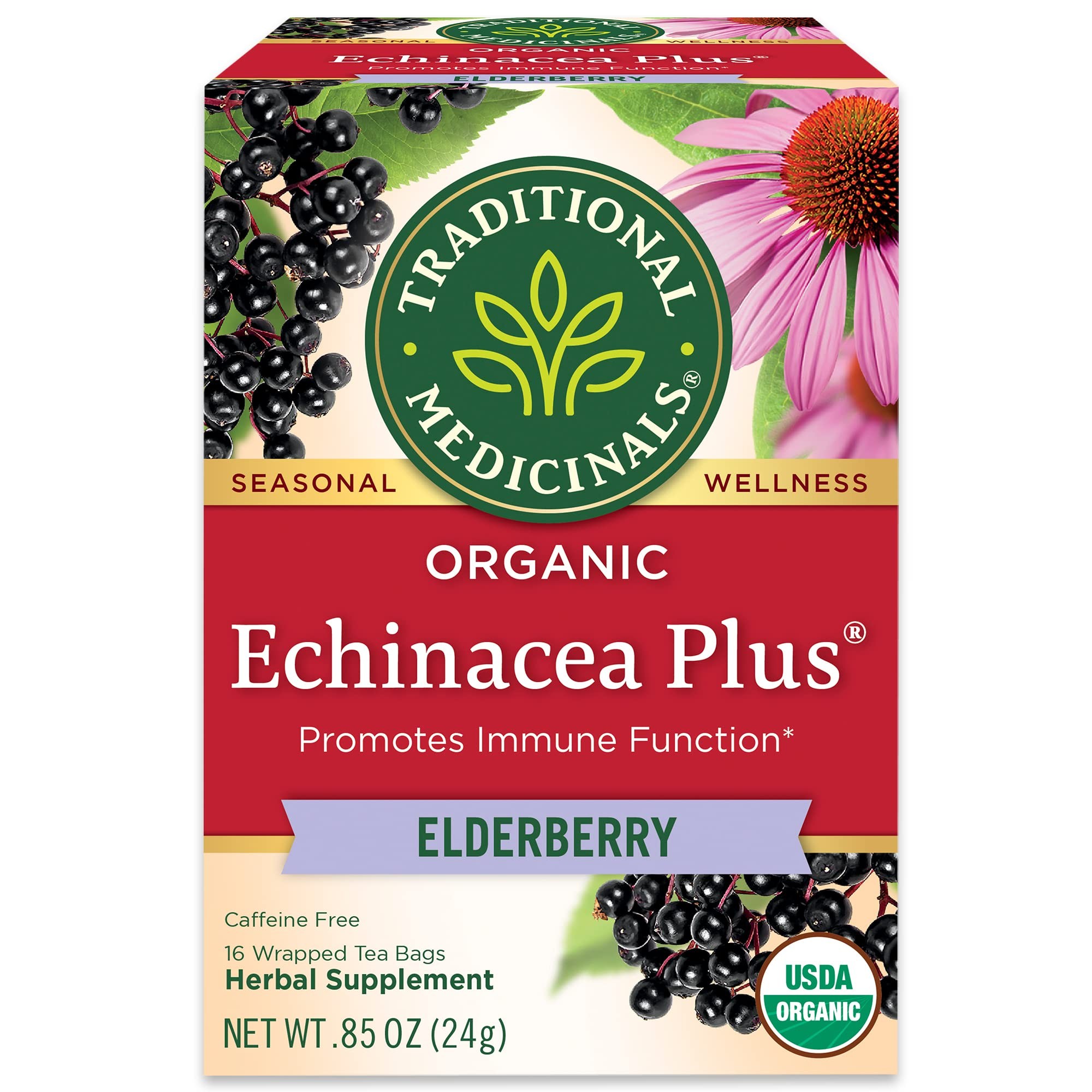 TRADITIONAL MEDICINALS TRADI MEDI ECHINACEA PLUS ELDERBERRY ORG TEA 16 Each