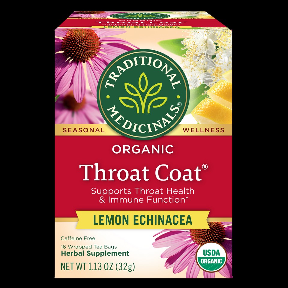 Traditional Medicinals:Immune Support Herb Teas, Lemon Echinacea Throat Coat 16 Each