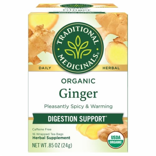 TRADITIONAL MEDICINALS ORGANIC GINGER TEA CAFFEINE FREE 0.05 Lbs