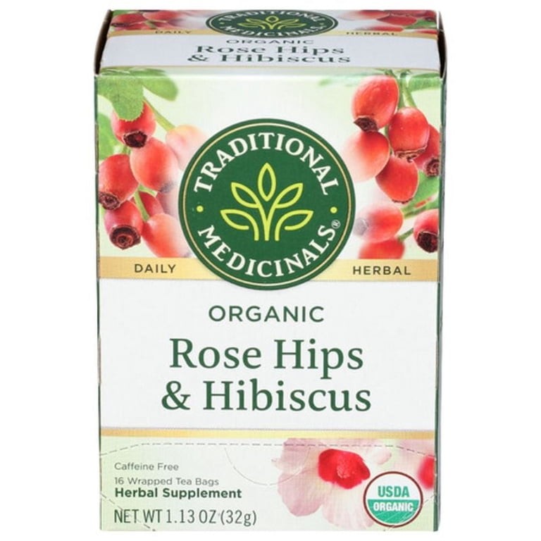 TRADITIONAL MEDICINALS ORGANIC ROSE HIPS WITH HIBISCUS 16 Each