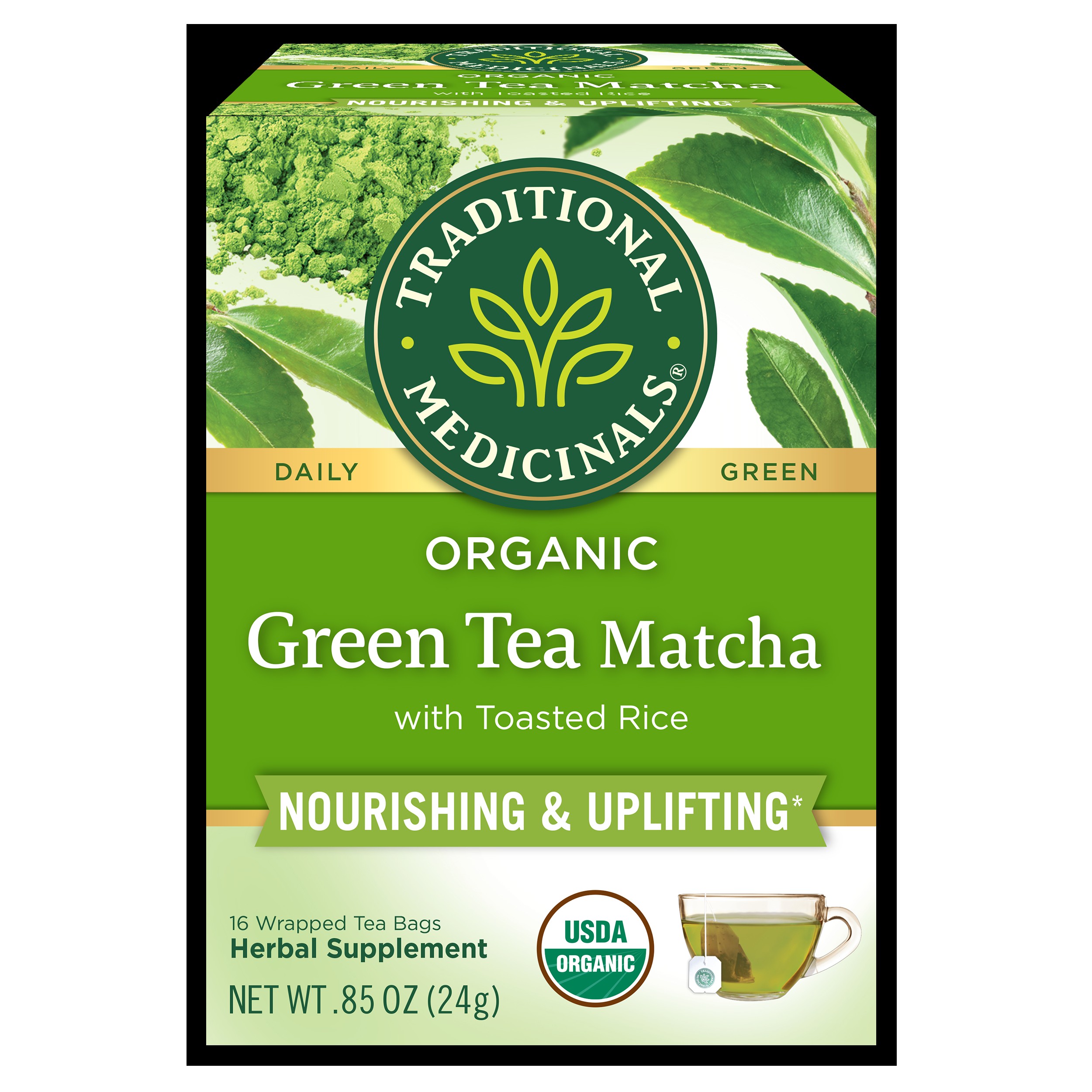TRADITIONAL MEDICINALS ORGANIC GREEN MATCHA TEA 16 Each