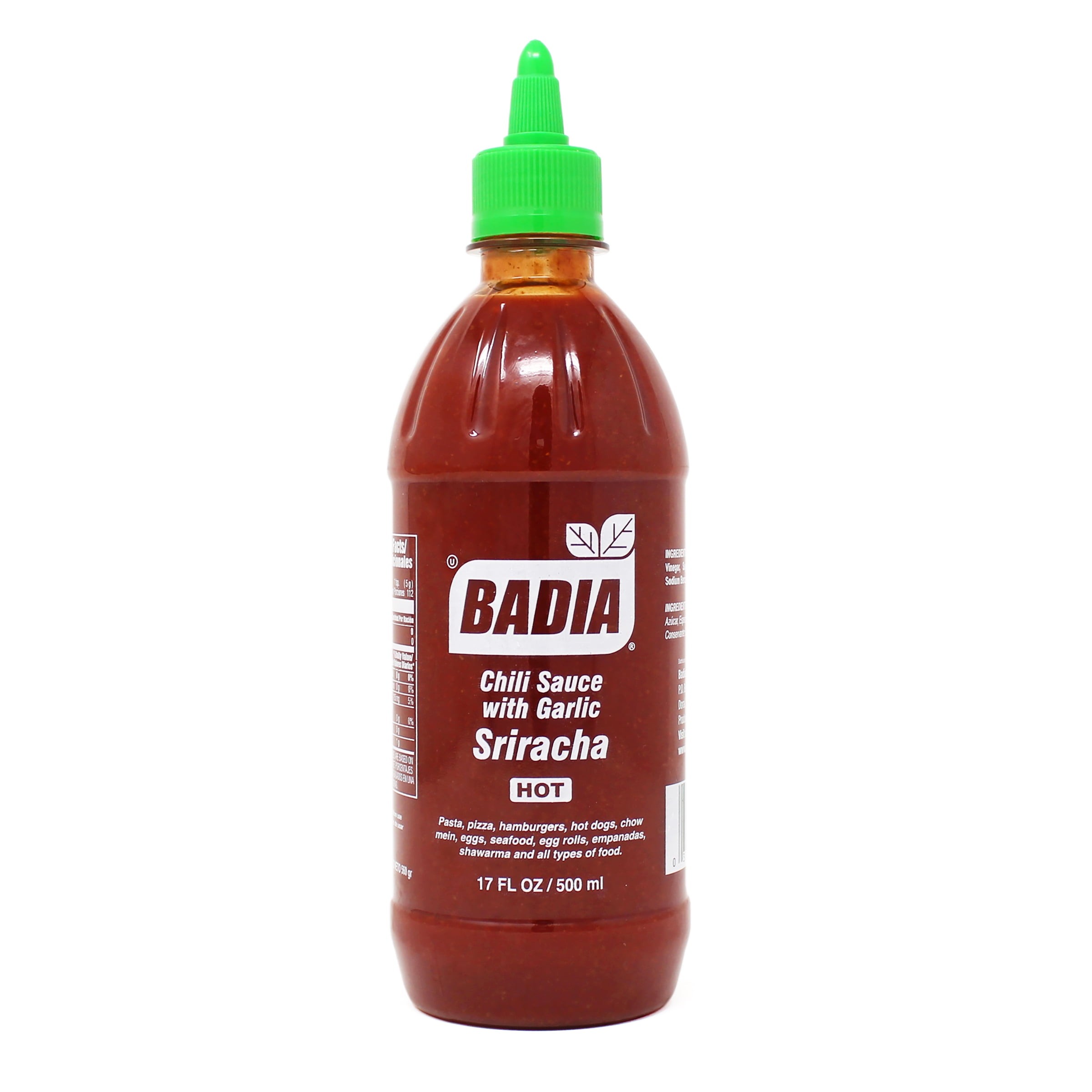 BADIA SRIRACHA CHILI SAUCE W/GARLIC HOT 17 OZ