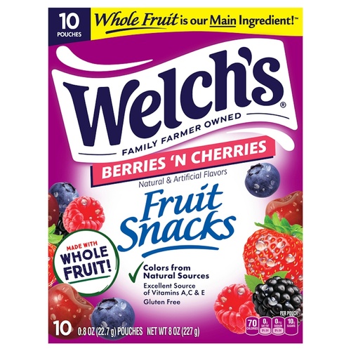 WELCHS BERRY N CHERRY FRUIT SNACK        10 COUNT