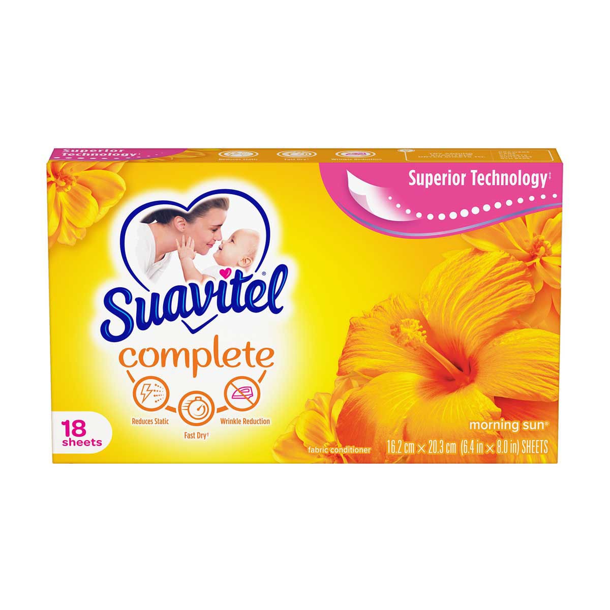 Suavitel  Fabric Softener Dryer Sheets Morning Sun Scent 18 PCS