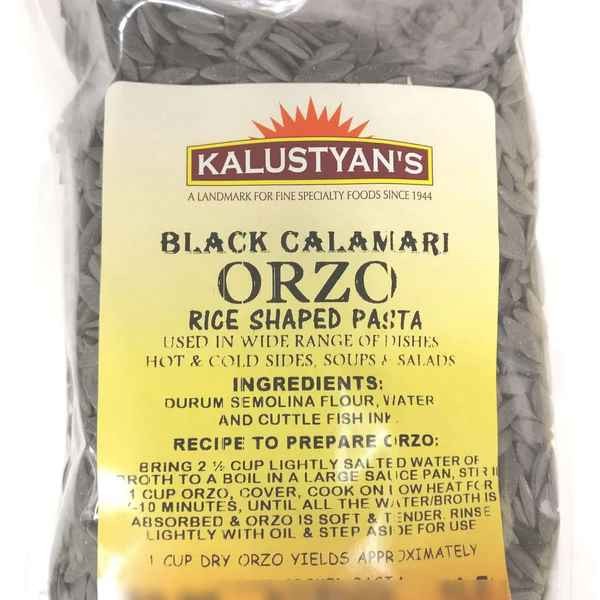 KALUSTYANS BLACK CALAMARI ORZO RICE SHAPED PASTA 1 Lbs