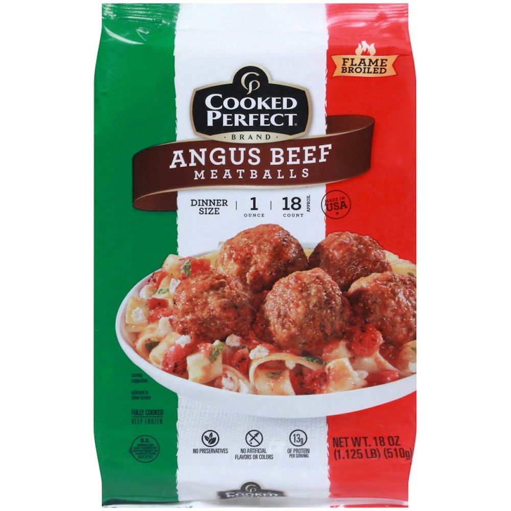 Cooked Perfect Angus Beef Meatballs Dinner Size 18 OZ