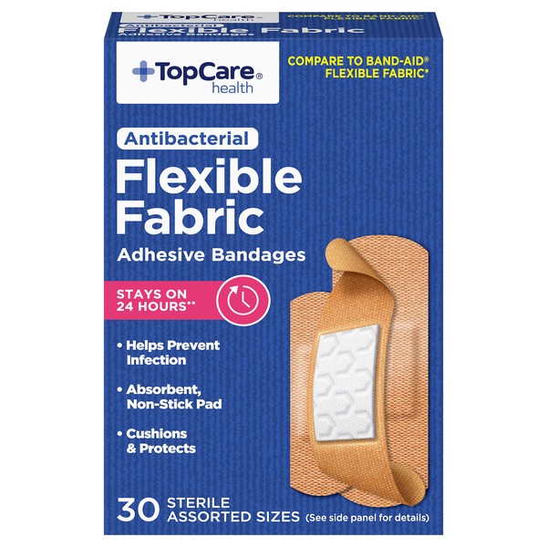 TOP CARE FABRIC BANDAGES ASSORTED 30 COUNT