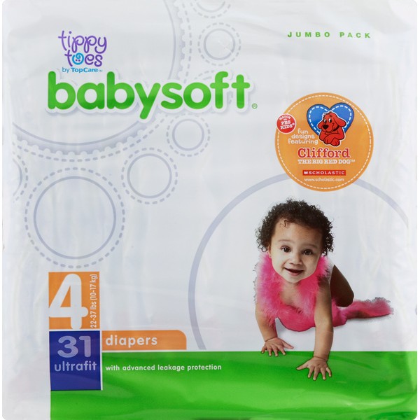 TIPPY TOES DIAPERS JUMBO 4 28 COUNT