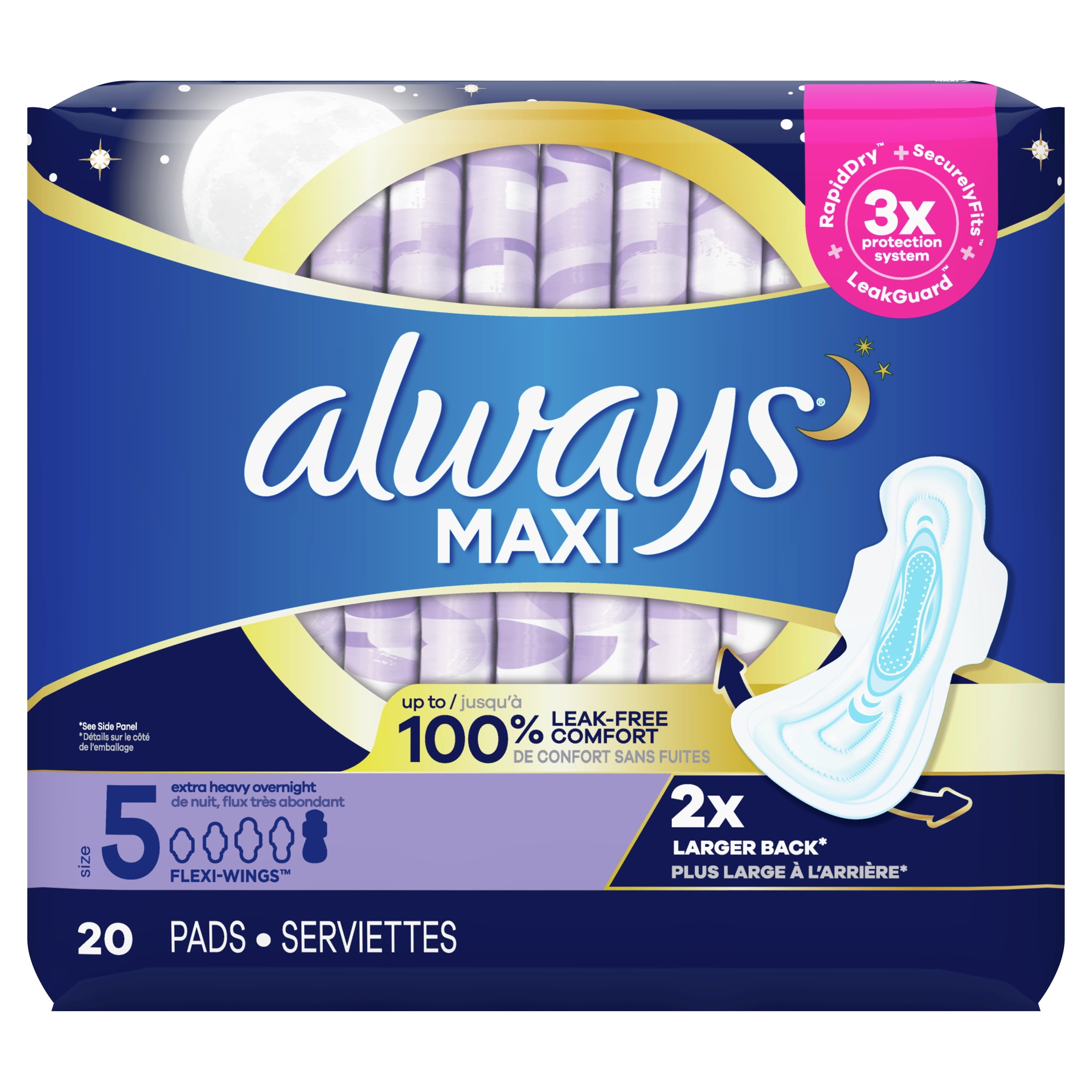 Maxi Overnight Extra Heavy Flow Pads 20 COUNT