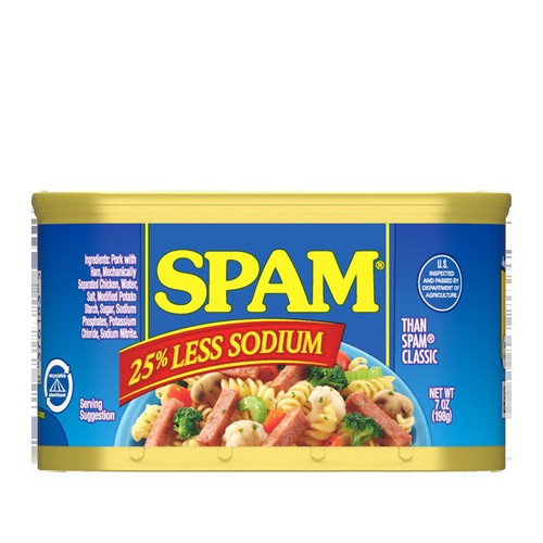 SPAM 25% LESS SODIUM 7 OZ