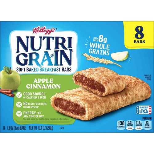 NUTRI GRAIN APPLE CINNAMON BAR           10.4 OZ