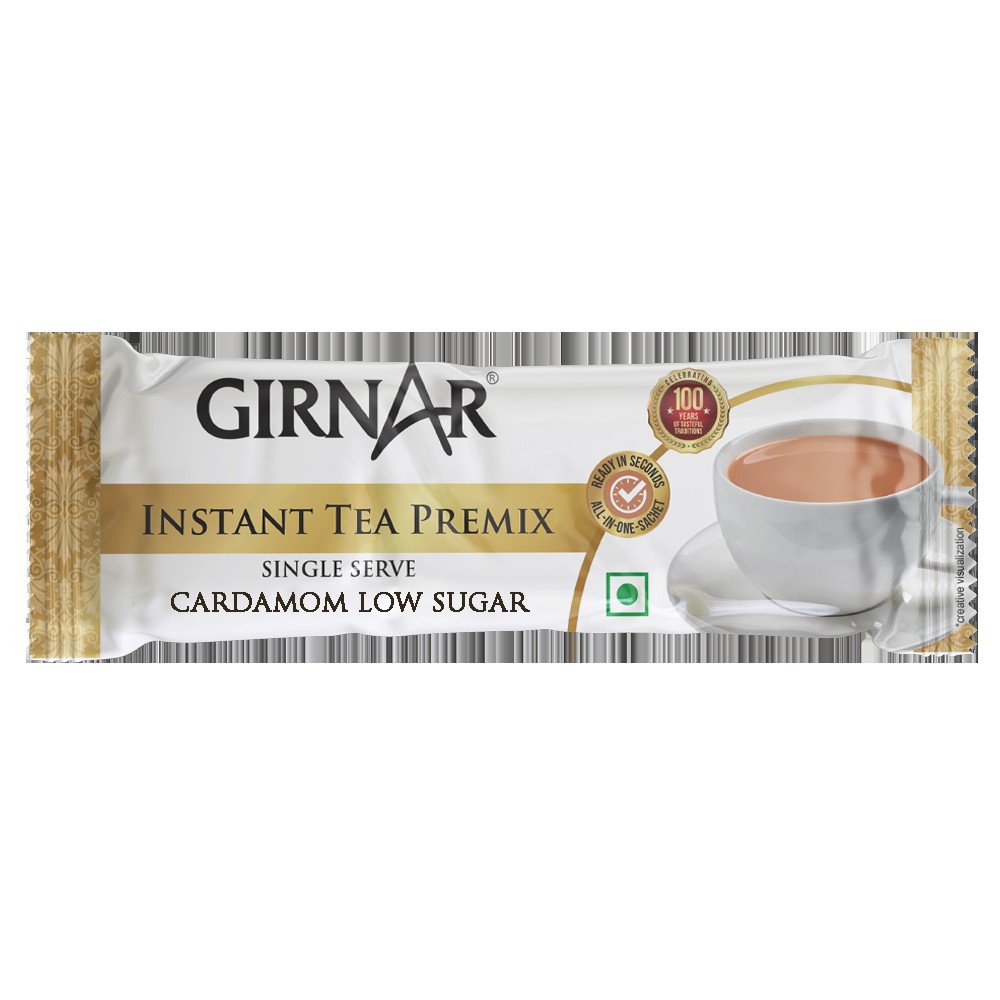 Girnar Instant Cardamom Chai Milk Tea Reduced Sugar Indian Tea & Coffee 4.2 OZ
