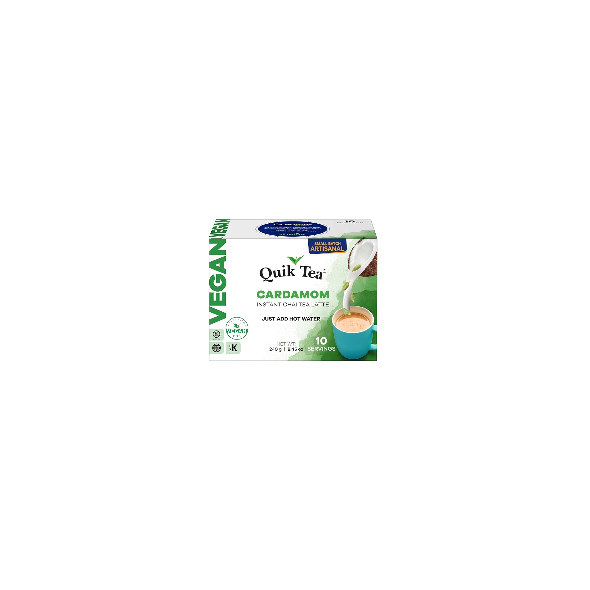 QuikTea Cardamom Chai Latte, 10 Boxes 100 BAG