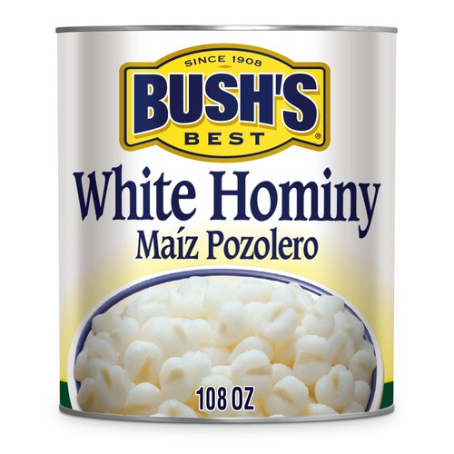 BUSHS WHITE HOMINY                       108 OZ