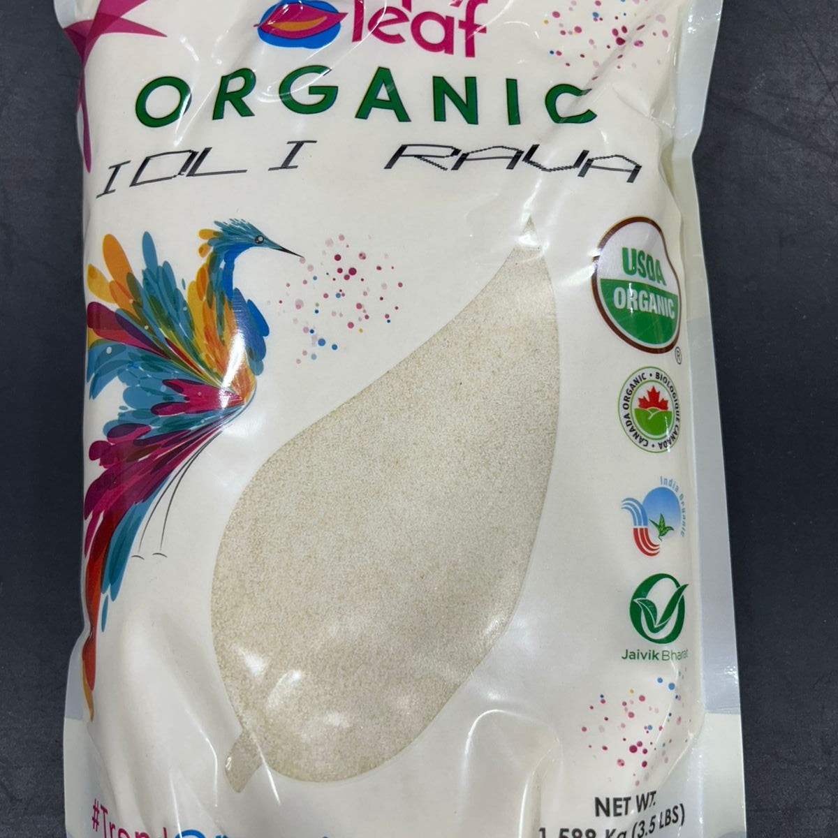 HAPPY LEAF ORGANIC IDLI RAVA 3.5 LBS