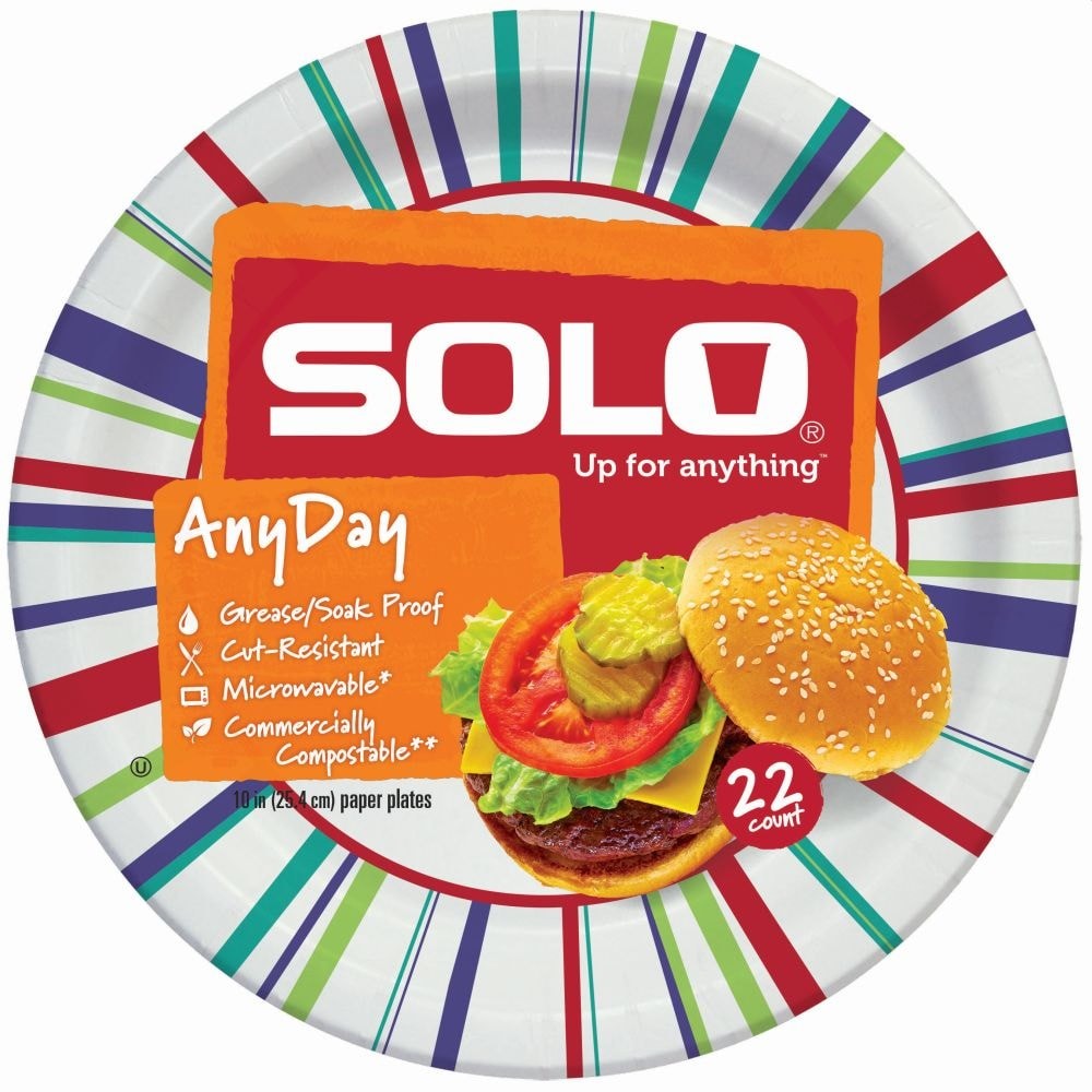 Solo Heavy Duty Paper Plates 10 Inch 22 COUNT