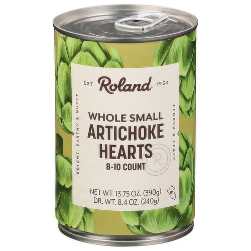 ROLAND WHOLE ATRICHOKE HEARTS SMALL 8 10 COUNT 0.86 Lbs