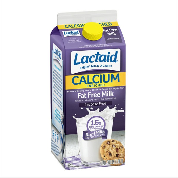 LACTAID FAT FREE MILK HALF GAL 64 OZ
