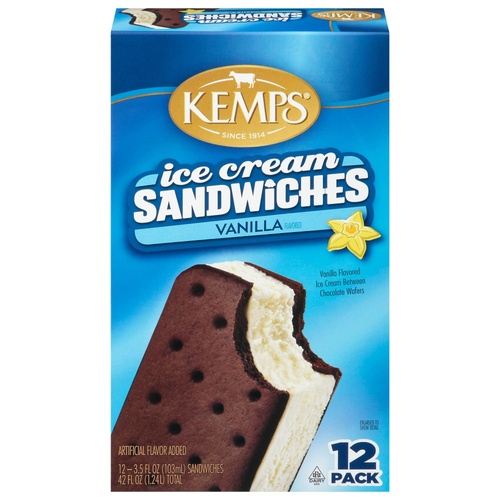 KEMPS ICE CREAM VANILLA SANDWICHES       12 PACK
