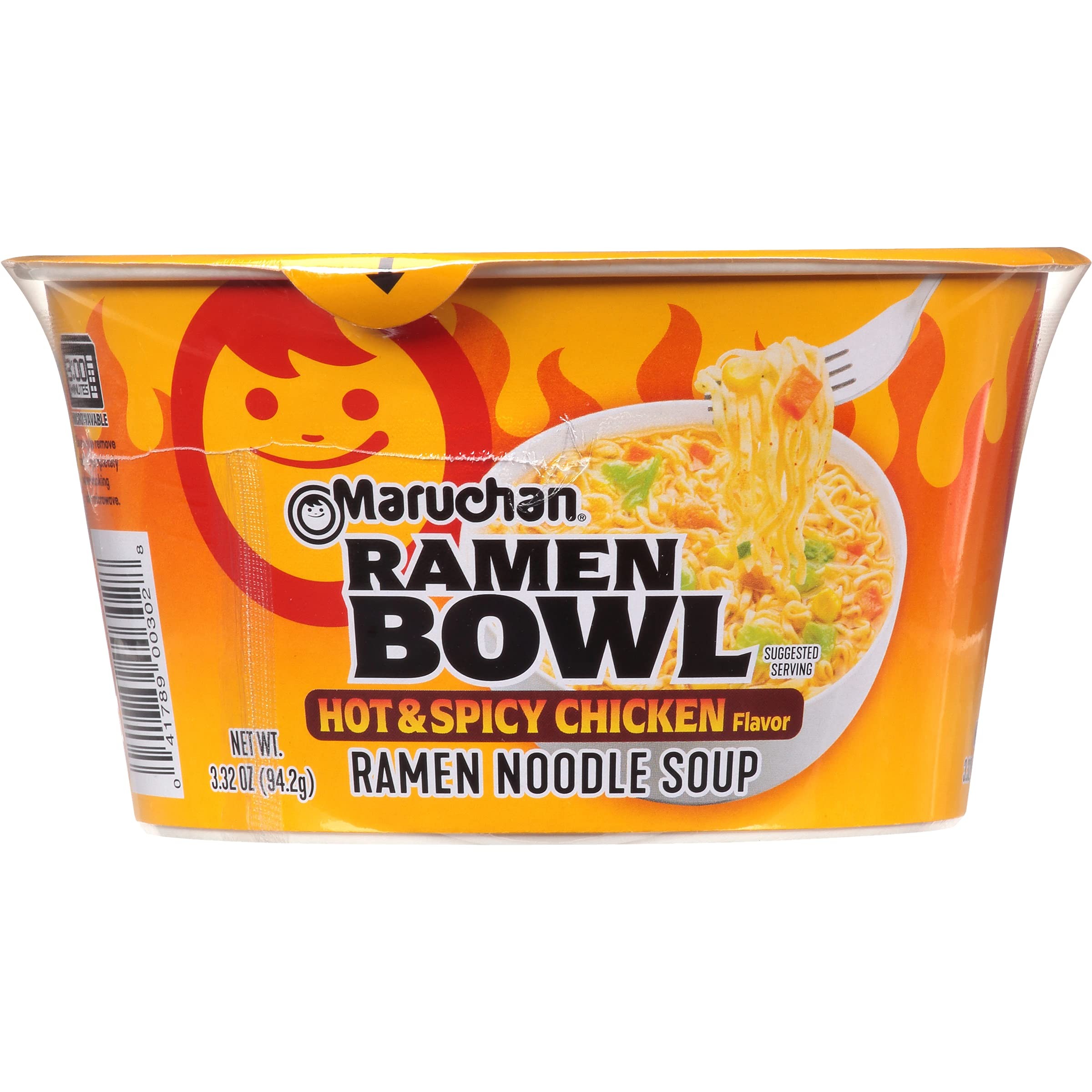 Maruchan Bowl Hot & Spicy Chicken Flavor Ramen Noodles With Vegetables 12 PACK