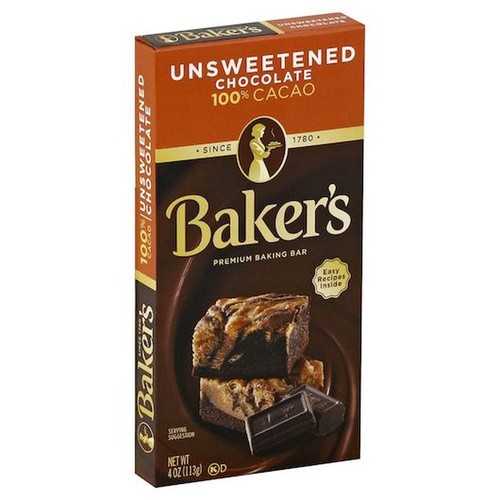 BAKERS UNSWEETENED CHOCOLATE 4 OZ