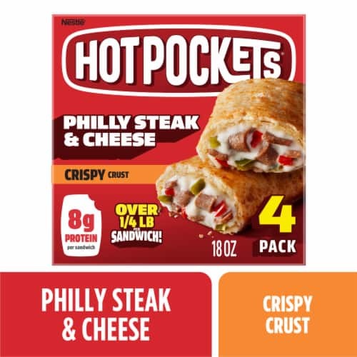 HOT POCKETS CRSP STEAK CHEESE 18 OZ