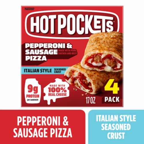 HOT POCKETS PEPPERONI SAUSAGE 17 OZ