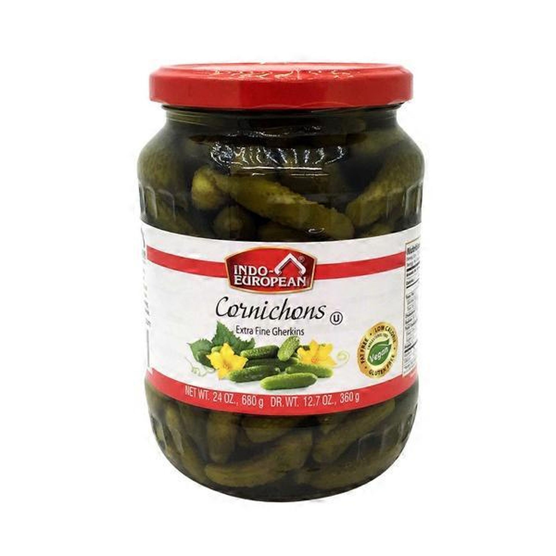 INDO CORNICHONS PICKLE 24 OZ