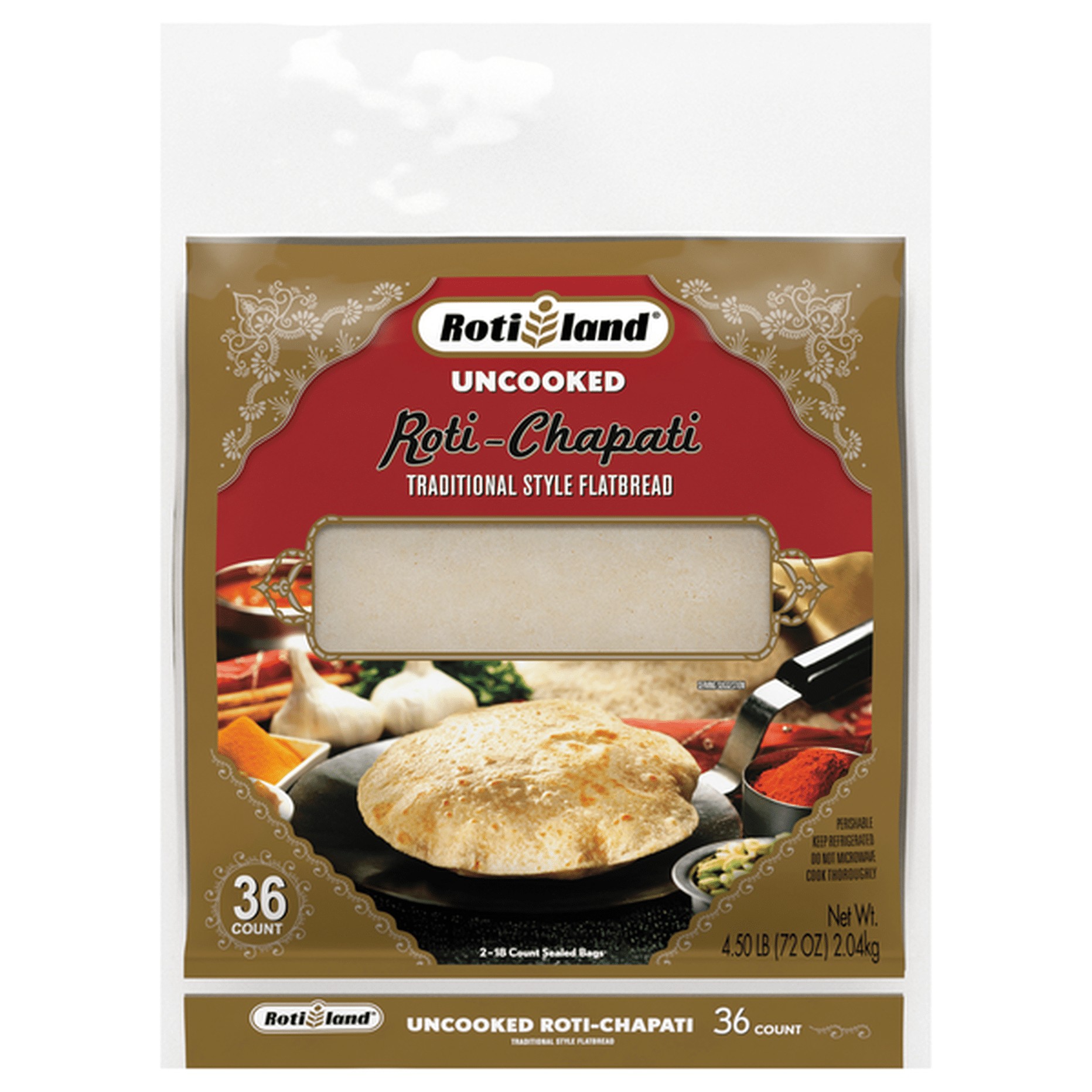 Roti Land Uncooked Roti Chapati 4.5 LBS