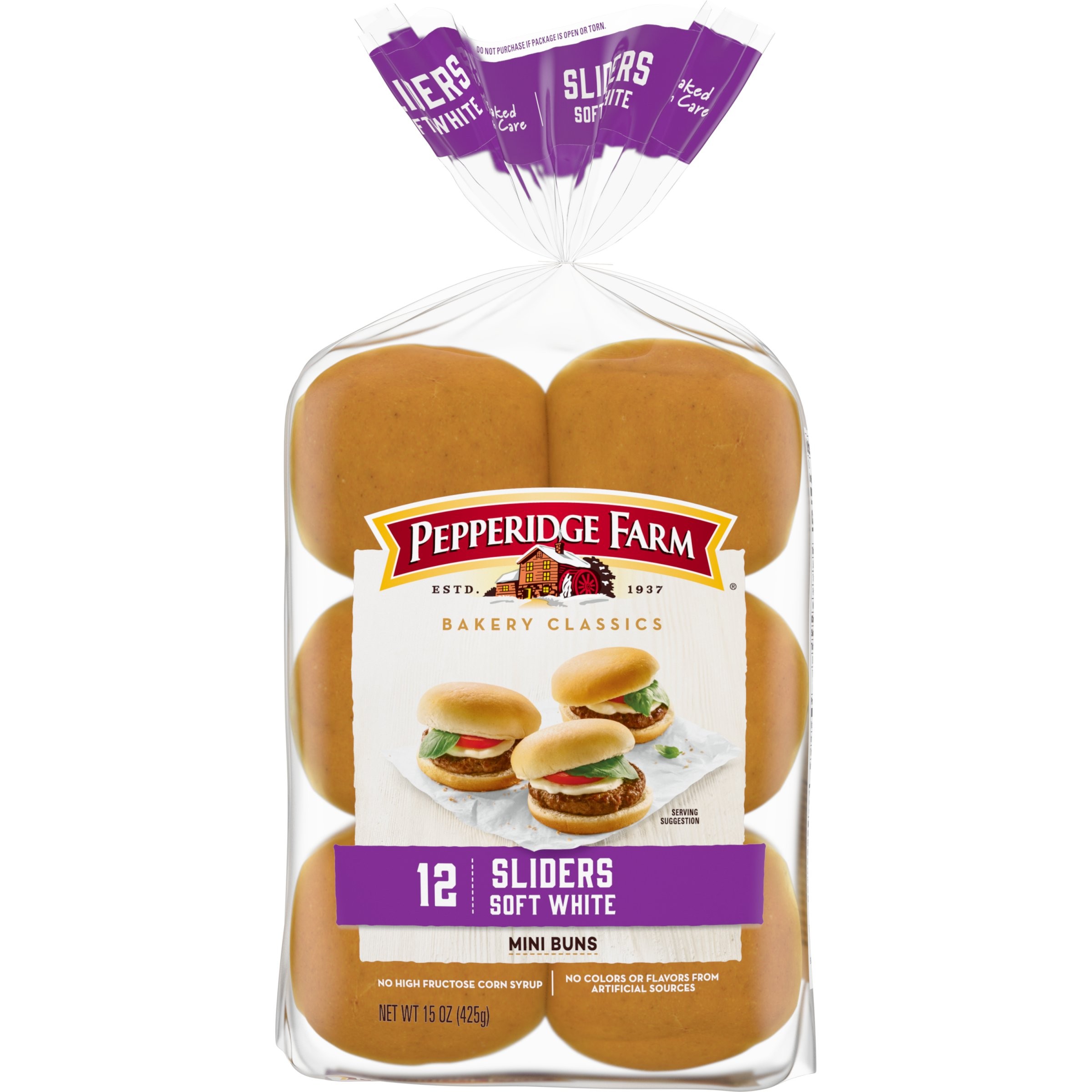 P.F. SLIDER WHITE BUNS 15 OZ