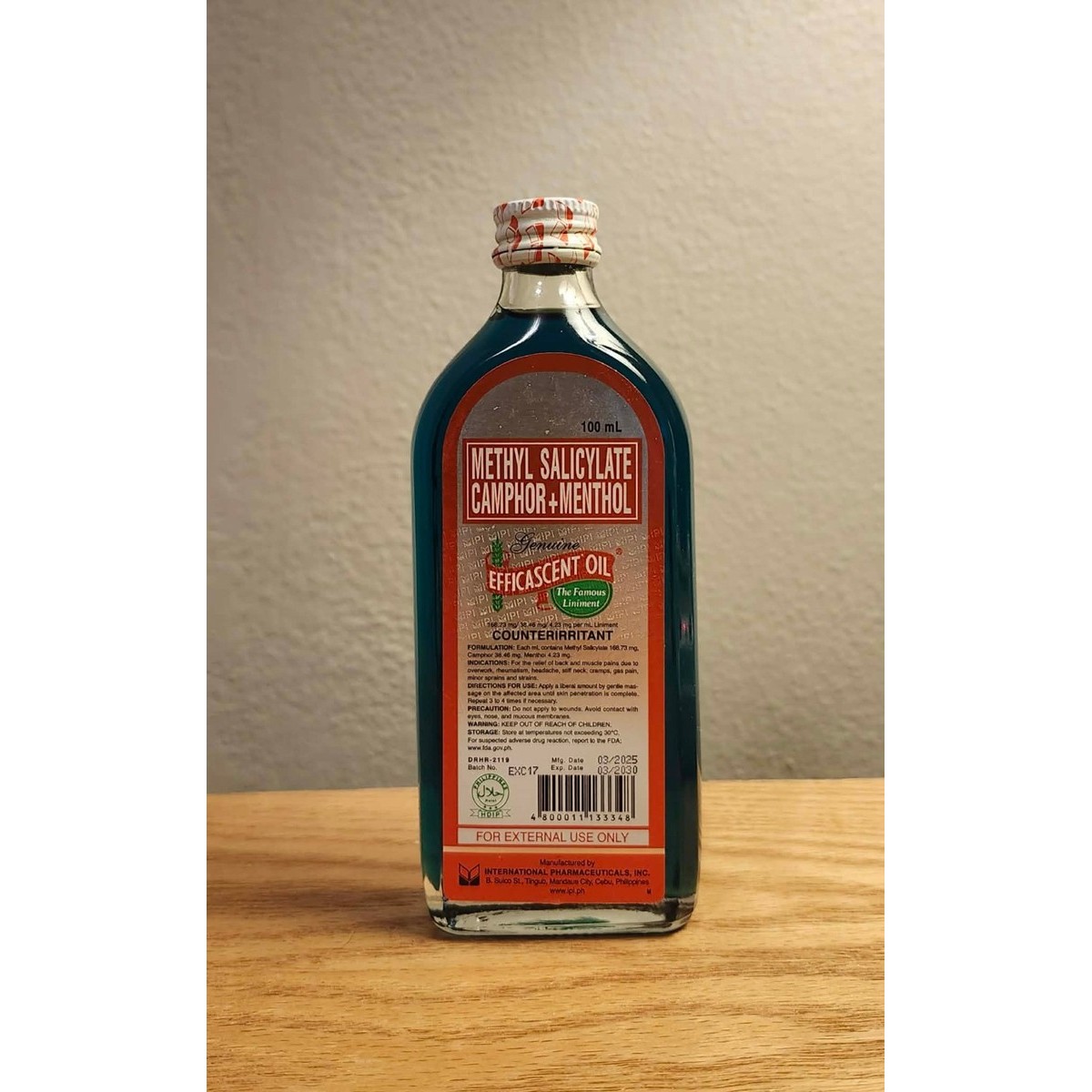 EFFICASCENT OIL MENTHYL SALICYLA 100 ML