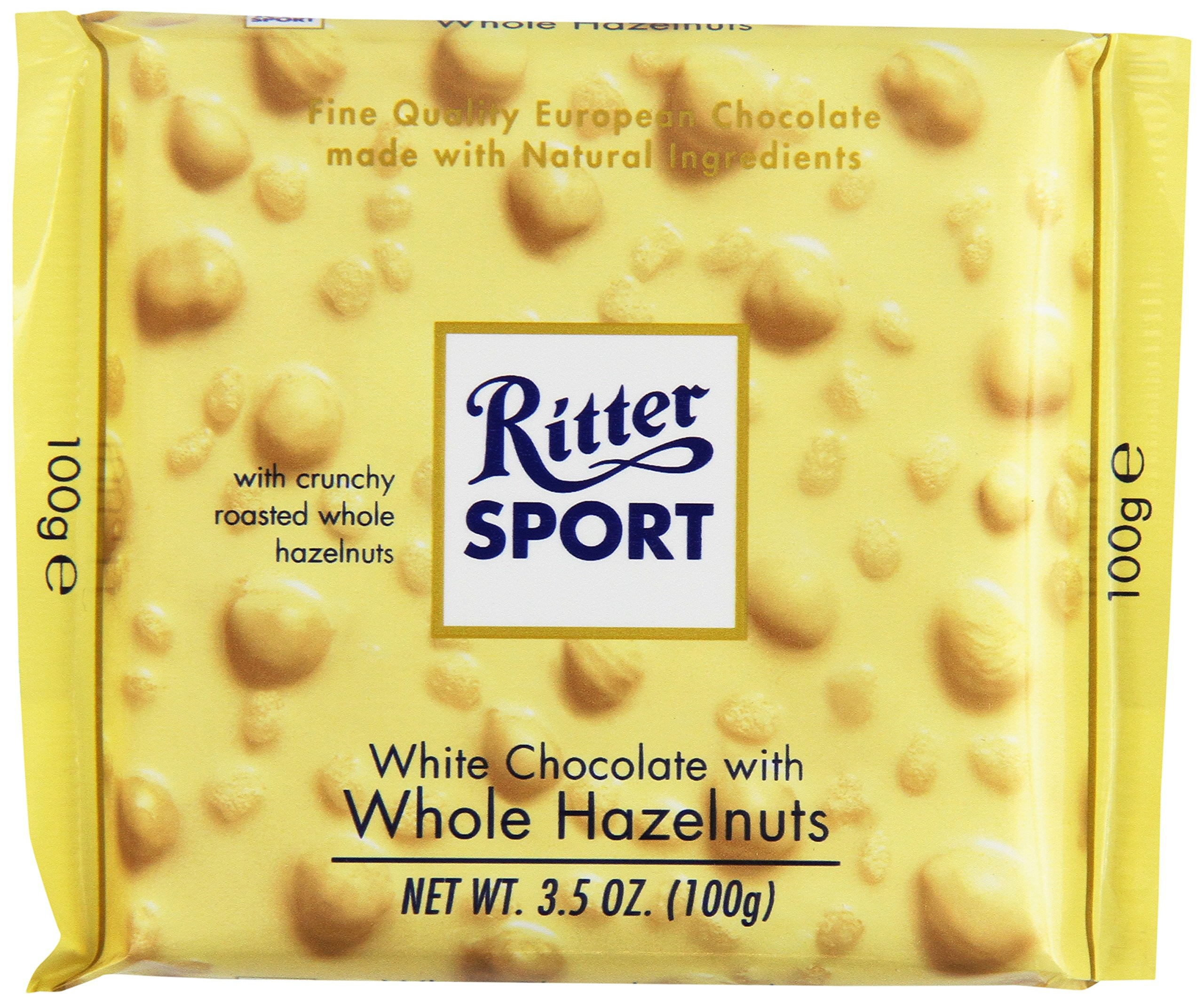 RITTER SPORT WHITE CHOCOLATE W/ WHOLE HAZELNUTS 0.22 Lbs
