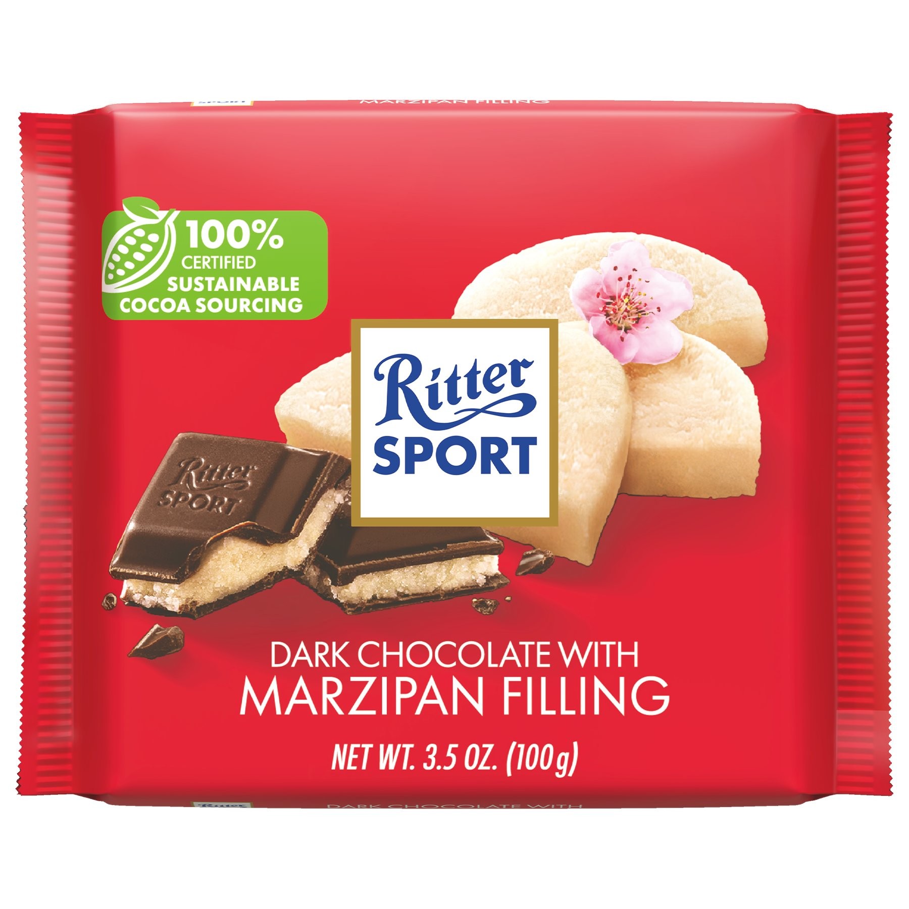 RITTER SPORT DARK CHOCOLATE WITH MARZIPAN 0.22 Lbs