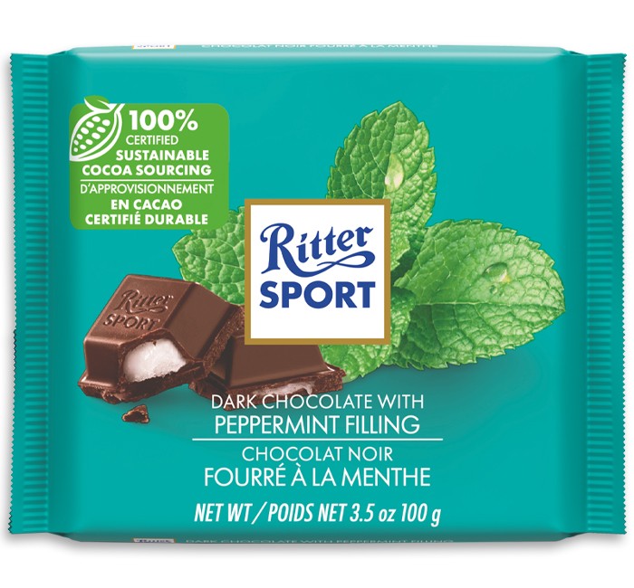 RITTER SPORT DARK CHOCOLATE PEPPERMINT 0.22 Lbs
