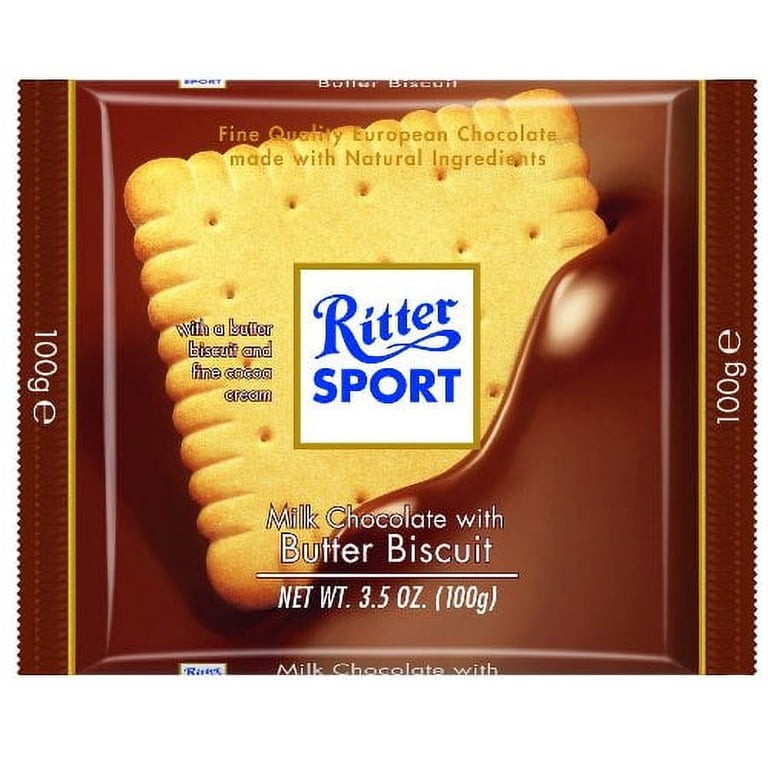 RITTER SPORT MILK CHOCOLATE With BUTTER BISCUIT And COCOA CREME 0.22 Lbs