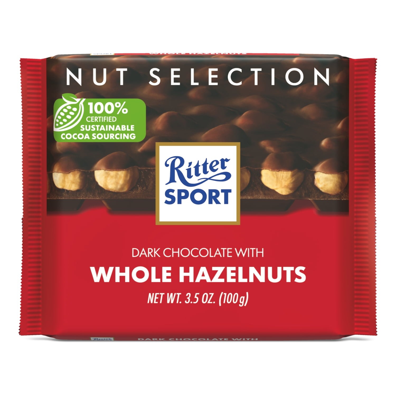 RITTER SPORT W. HAZELNUT DARK CHOCOLATE 3.5 OZ