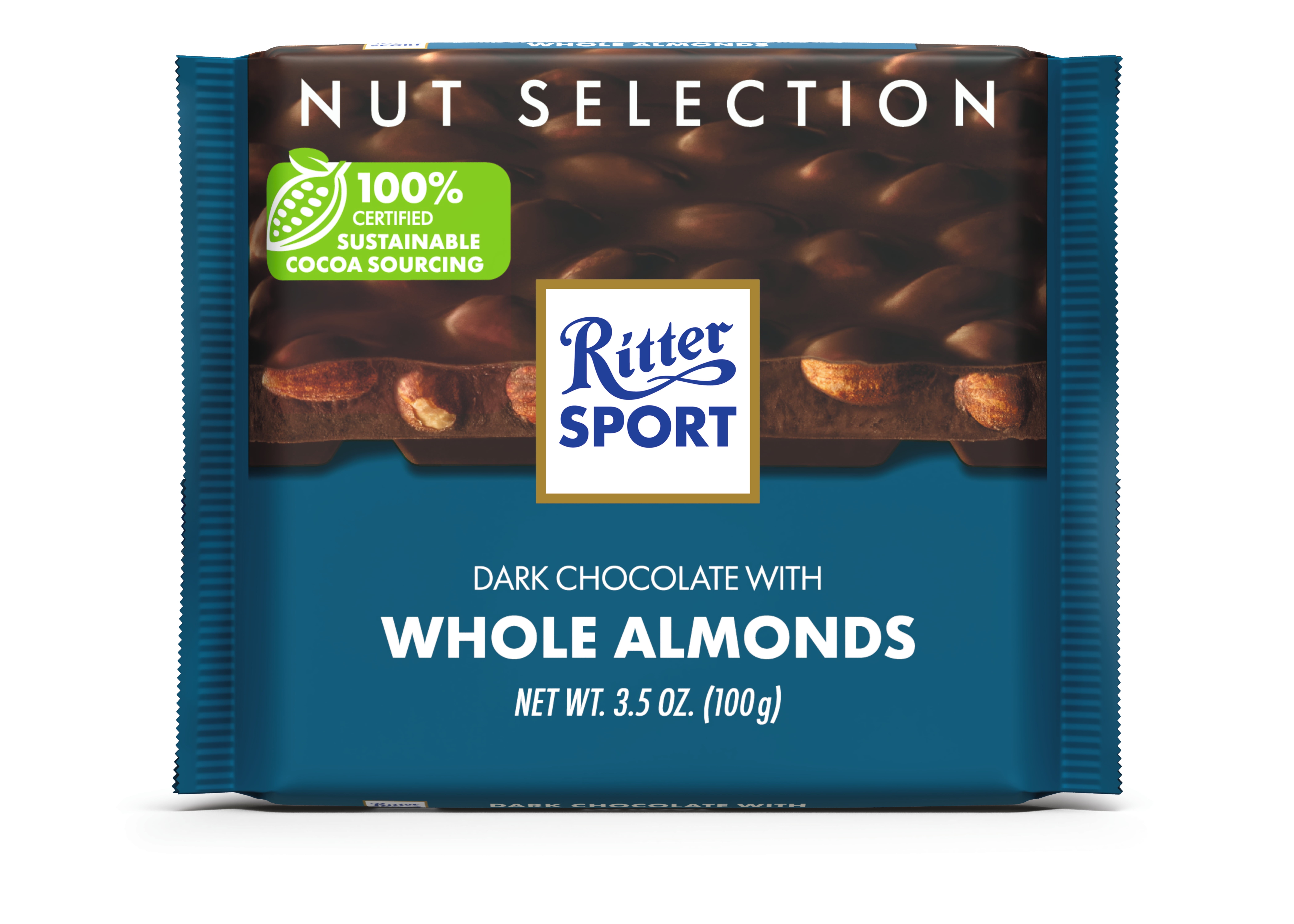 RITTER SPORT DARK CHOCOLATE W/ALMONDS WHOLE 3.5 OZ