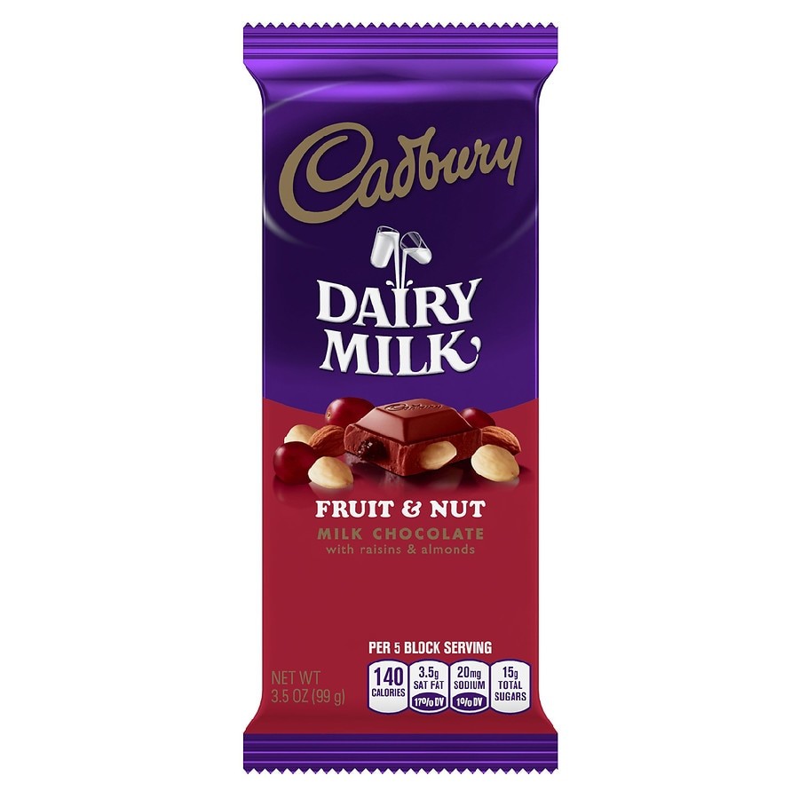 FRUIT & NUT DAIRY MILK CADBURY 49 GM