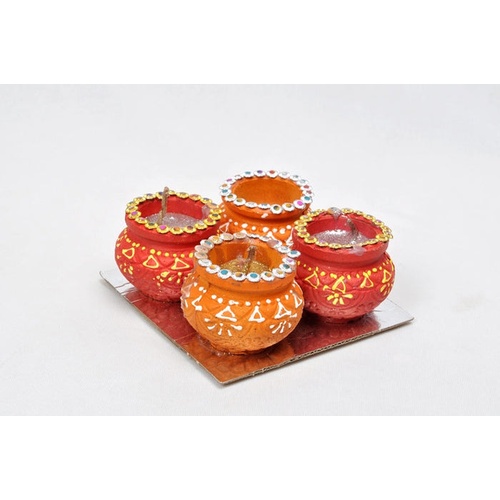 MATKI DIYA WITH WAX 4 PCS