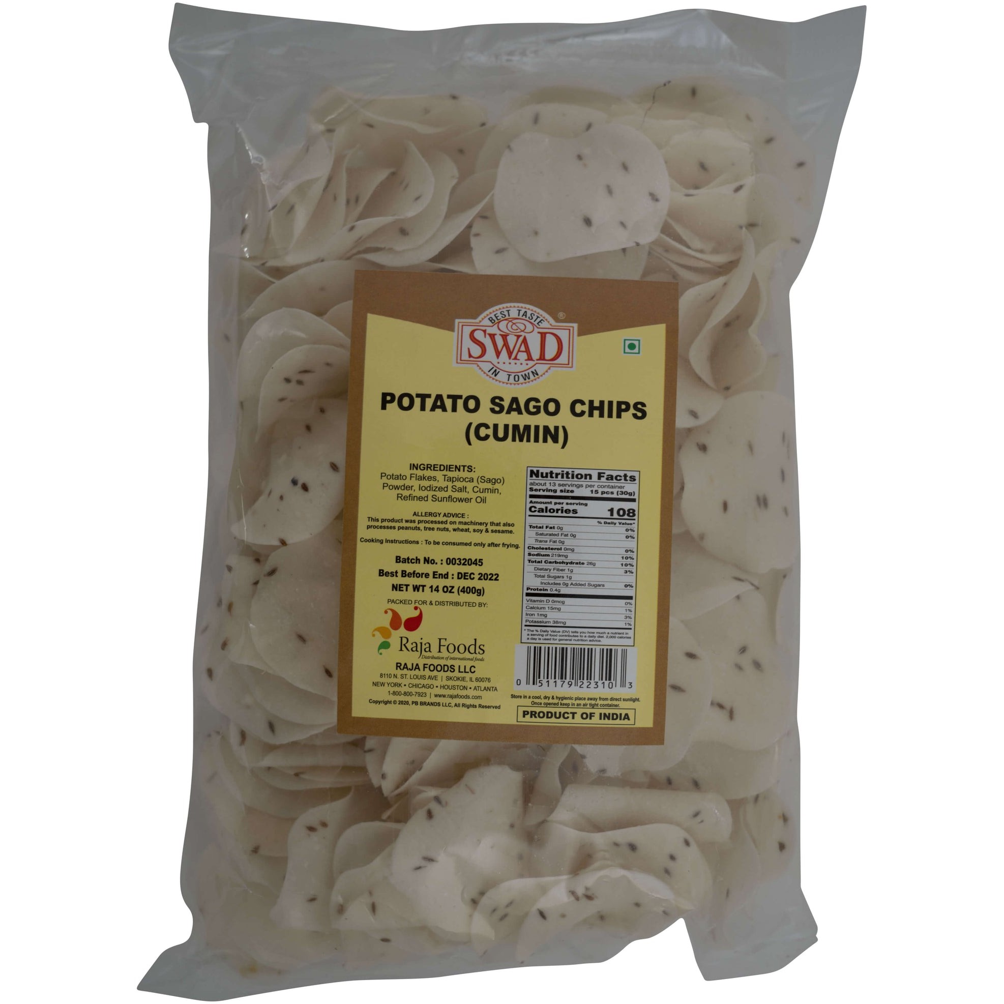 Swad Potato Sago Chips 400 GM