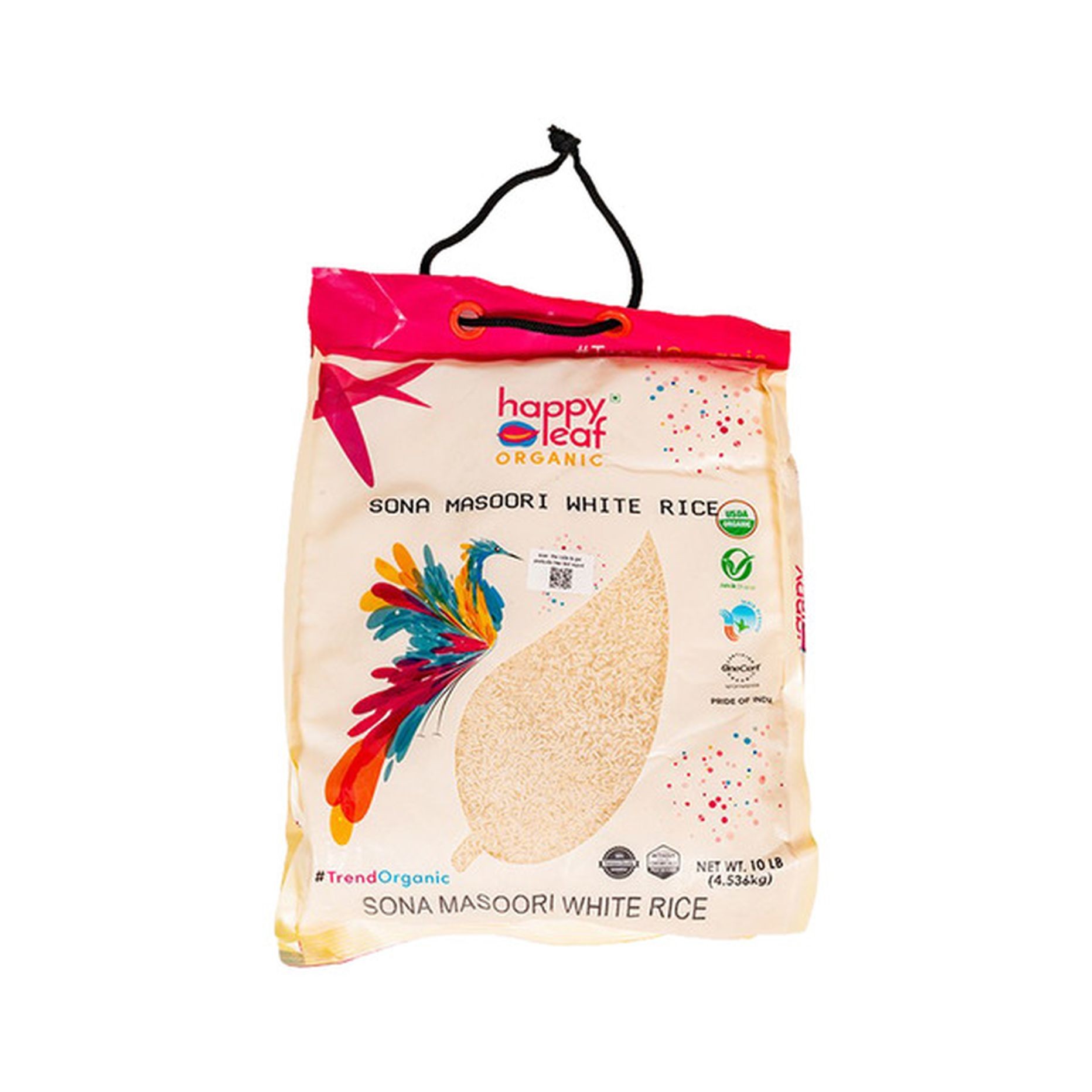 Sona Masoori Organic White Rice Bag 10 LBS