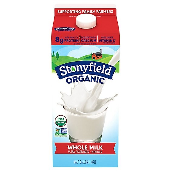STONYFIELD ORG WHOLE MILK 0.5 GALLON