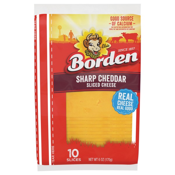 Borden Sharp Cheddar Sliced Cheese 6 OZ