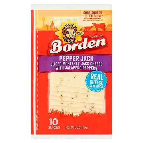 BORDEN SINGLE PK PEPPER JACK 6 OZ