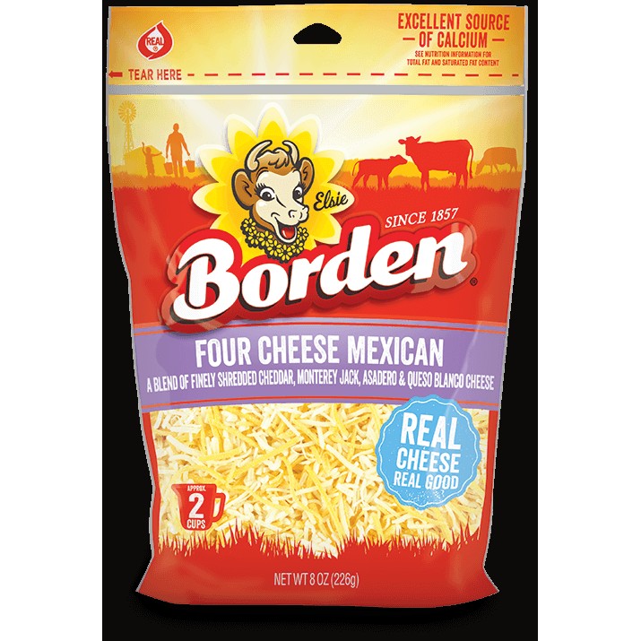 BORDEN SHREDDED 4 CHEESE MEXICAN 8 OZ