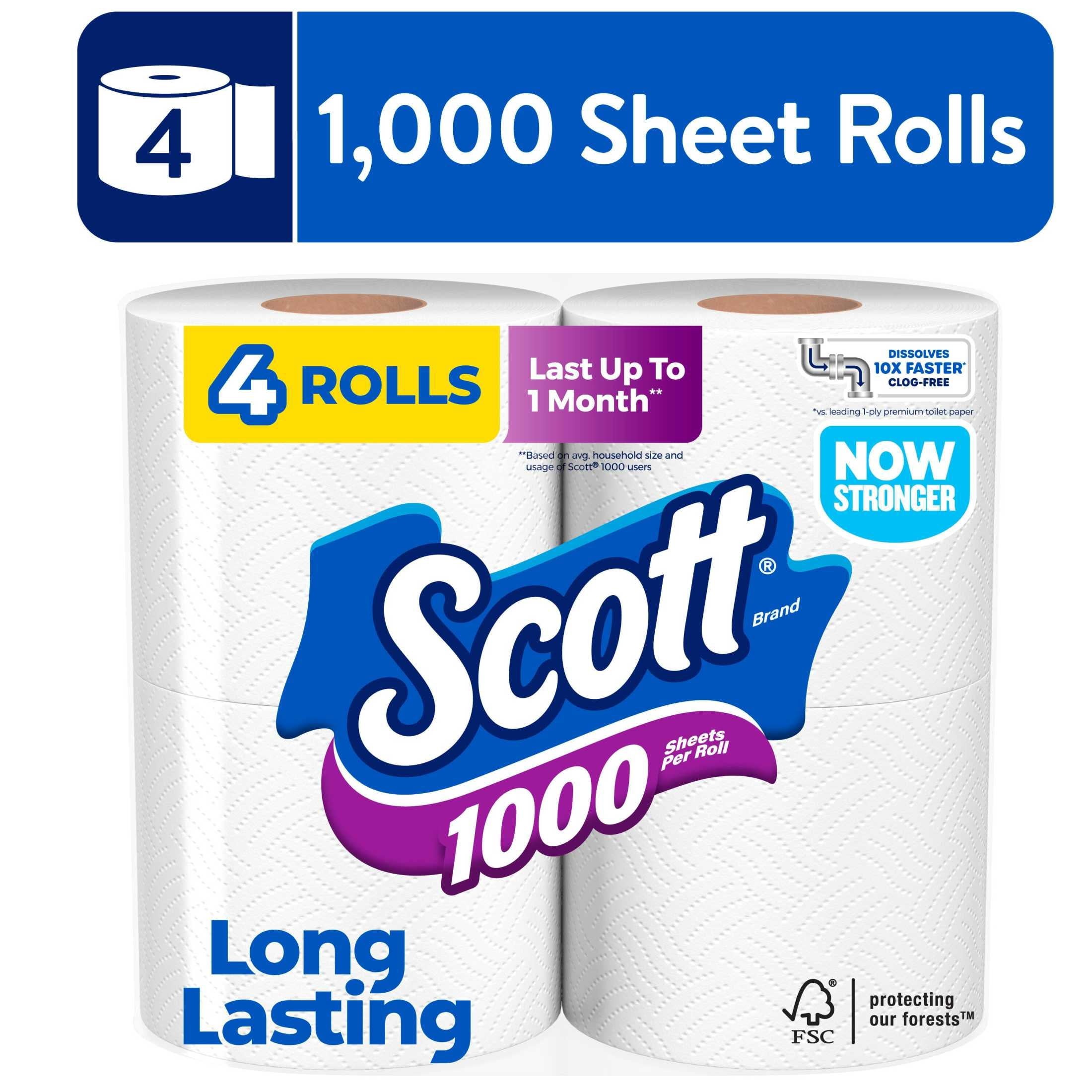 SCOTT 1000 BATH TISSUE WHITE 4 ROLLS