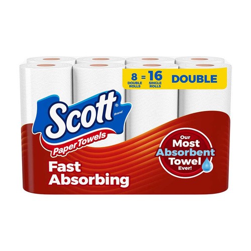 SCOTT PAPER TOWELS 8 Double Rolls 8 PCS