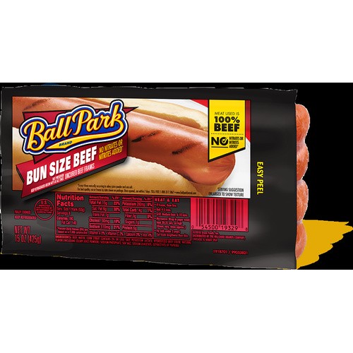 BALL PARK BUNLENGHT BEEF FRANKS 15 OZ