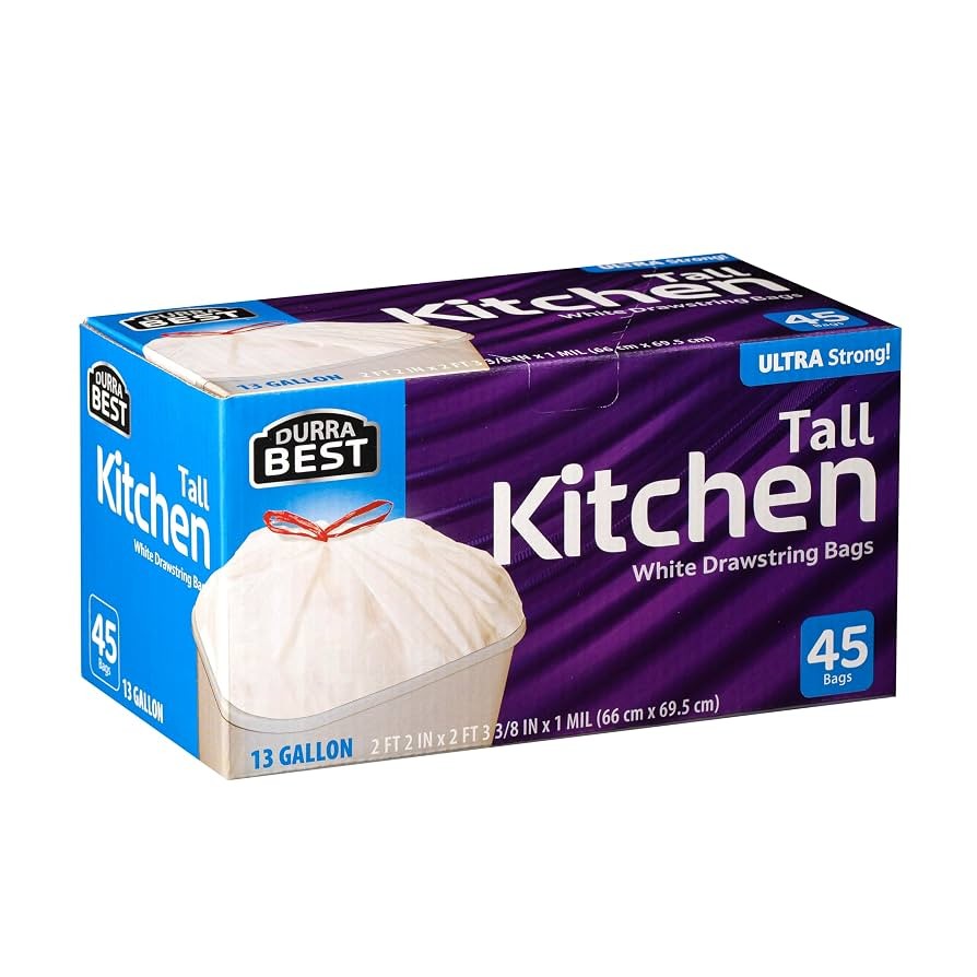 Heavy Duty White Trash Bags 13 Gallon 45 COUNT