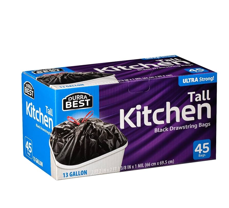 Heavy Duty Black Trash Bags 13 Gallon 45 COUNT
